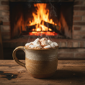 Hot chocolate in front of a fire